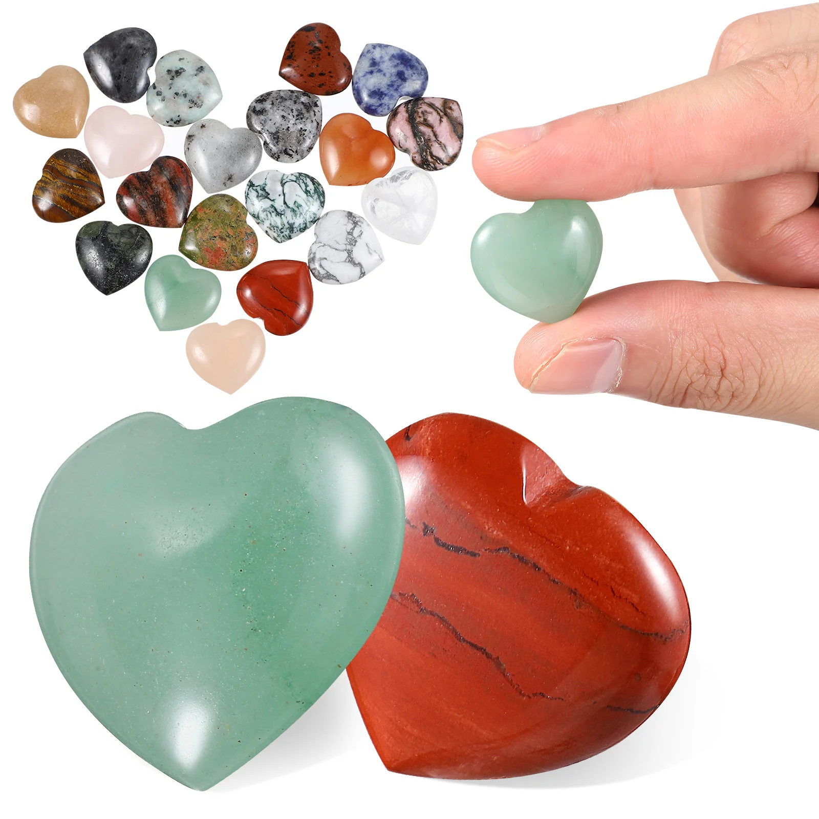 

20 Pcs Gemstones Bulk Love Crystal Heart Beads Crystals Decor Shape Accessories Small Hearts