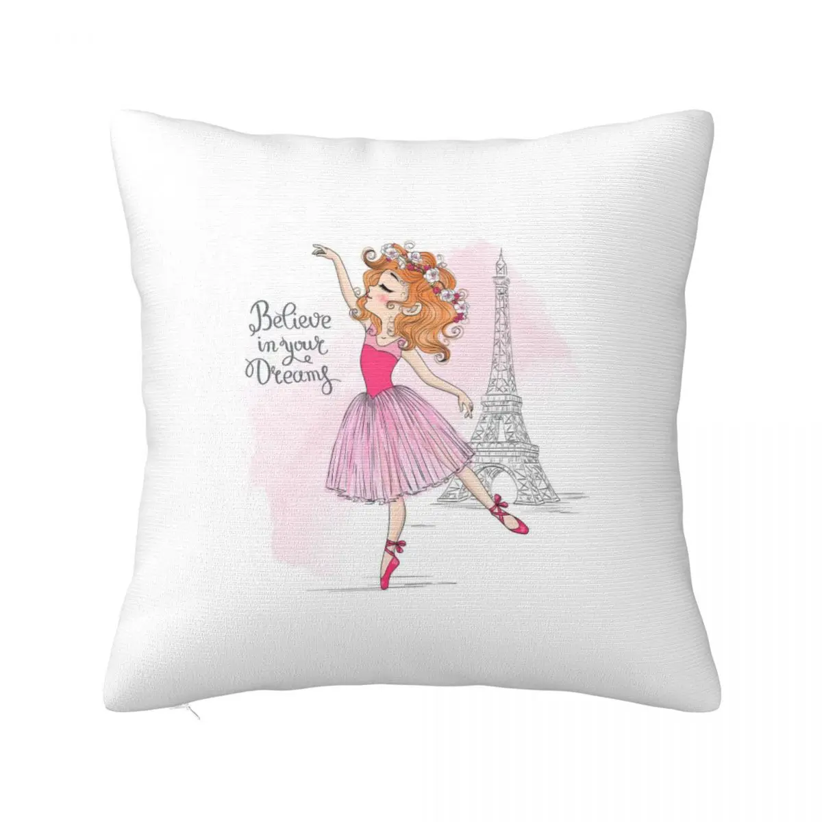 

Ballet Girl Lovely Pillowcase Printing Fabric Cushion Cover Gift Eiffel Tower Throw Pillow Case Cover Home Square 40*40cm