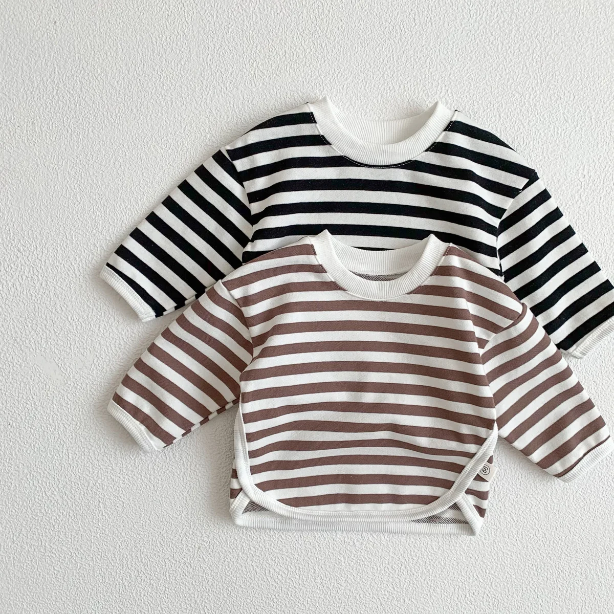 Ins Baby Clothes 2023 Spring Striped Sweatshirt For Newborn Infant Boys Long Sleeve T-Shirt Casual Kids Clothing Girls Tops 0-3T