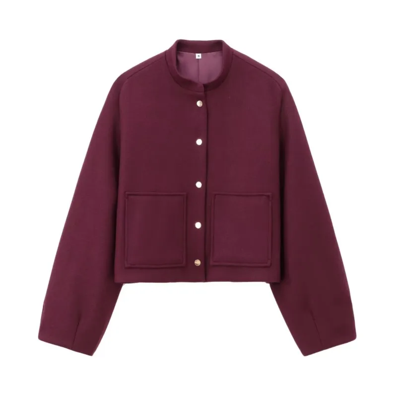 TRAF нашивка-сумка-бомбер женская осенняя мода два варианта карман на пуговицах