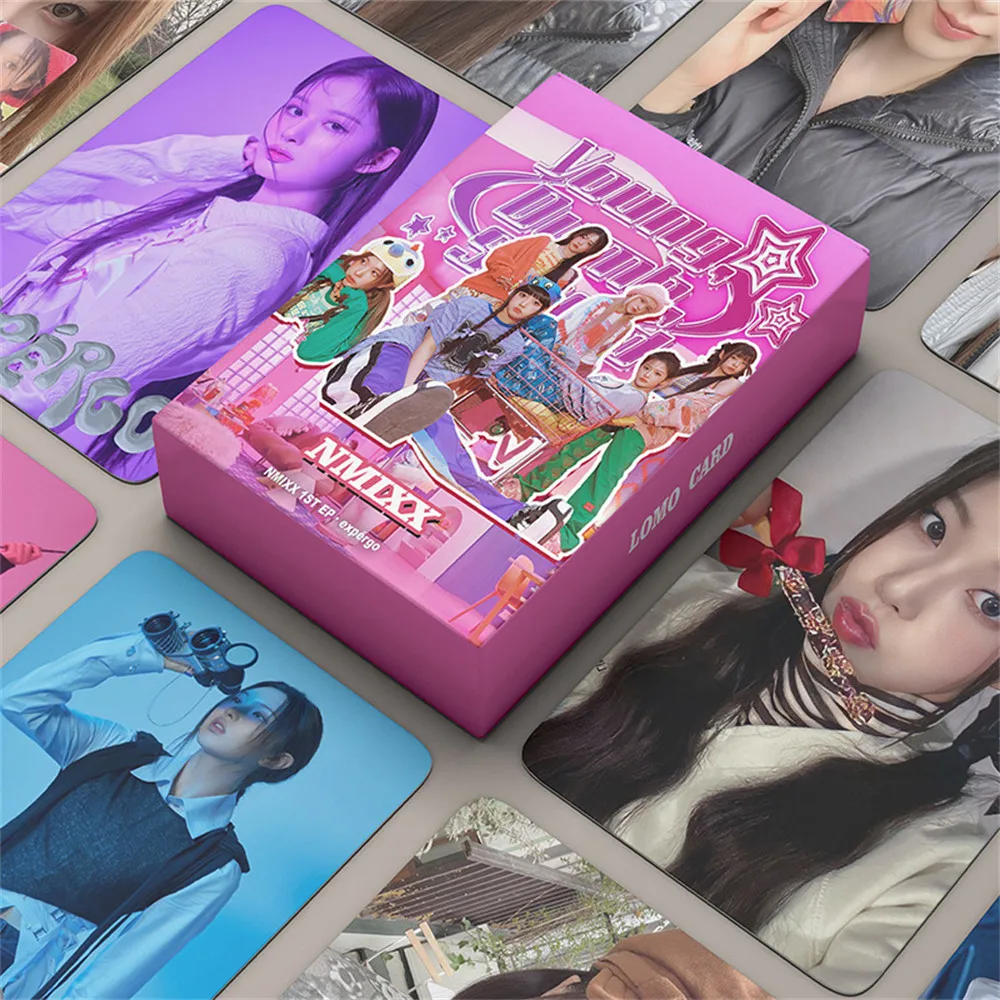 

55Pcs KPOP NMIXX LOMO Cards Expergo New Album Photocards LILY HAEWON JIWOO Postcard K-pop Idol NMIXX Fans Collection Gift