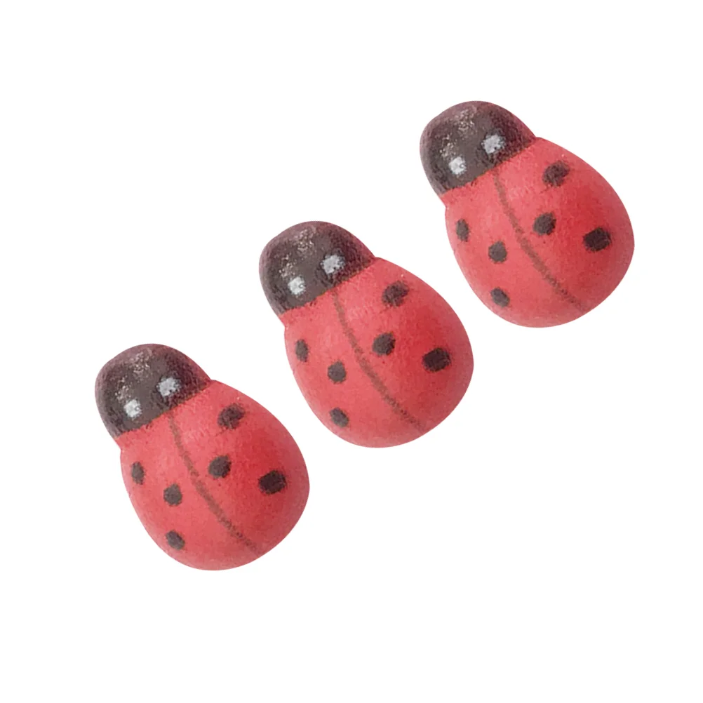 

200 Pcs Mini Ladybugs Decor Micro Landscape Simulation Insects Phone Stickers Wooden Ornament