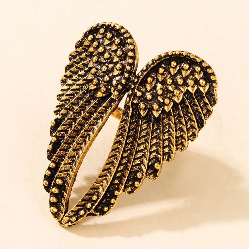 

Unisex Punk Wing Joint Ring for Women Men Vintage Silver Color Big Heart Party Bohemian Finger Decor Jewelry Gift Accessories