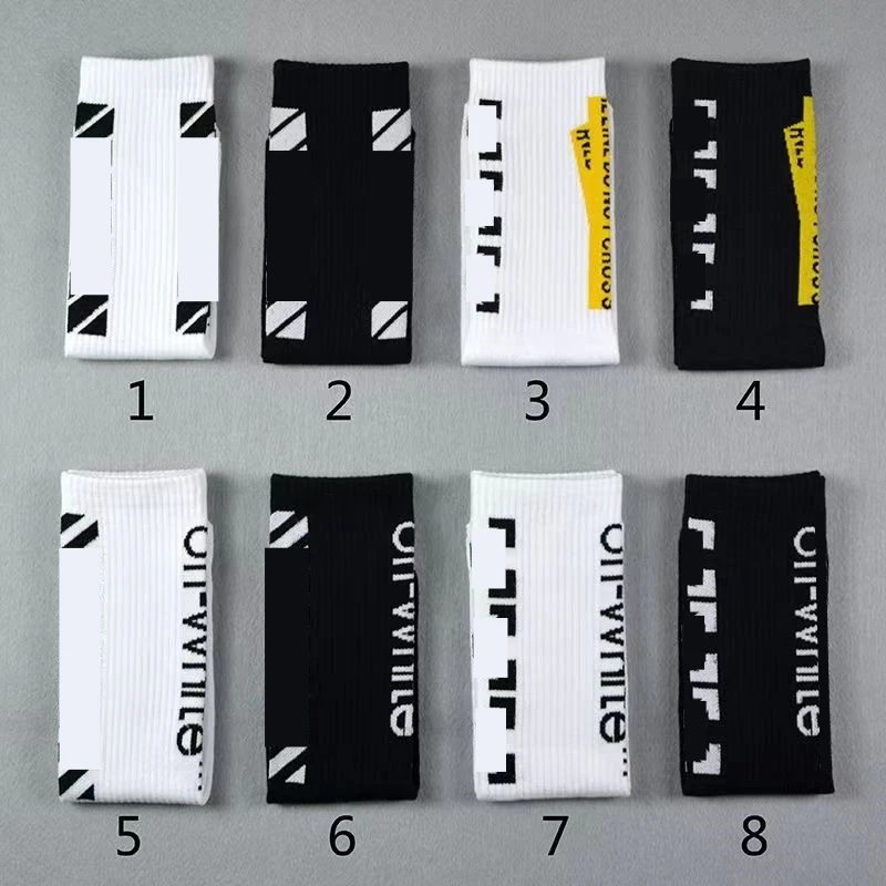 

8pc/set Men Crew Socks Unisex Fashion Cotton All-match Arrow X Printed Breathable Black White Long Sports stocking Men Underwear