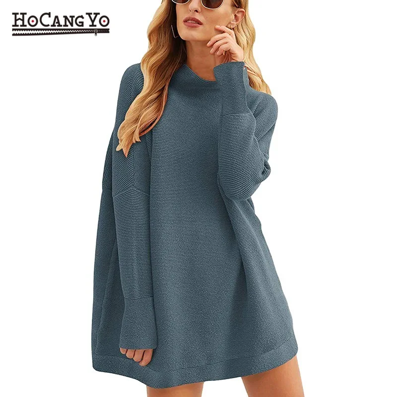 

Women Knitted Sweater Casual Turtleneck Batwing Sleeve Winter Oversized Ribbed Knit Tunic Sweaters Harajuku Sweater for Women