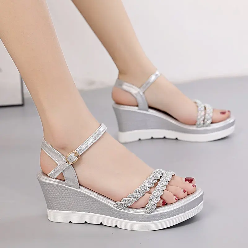 

Sandalias Mujer 2022 Sandals Platform Women Ankle Strap Shoes Women Fashion High Heels Wedges Dress Party Shoes Open Toe Shoes