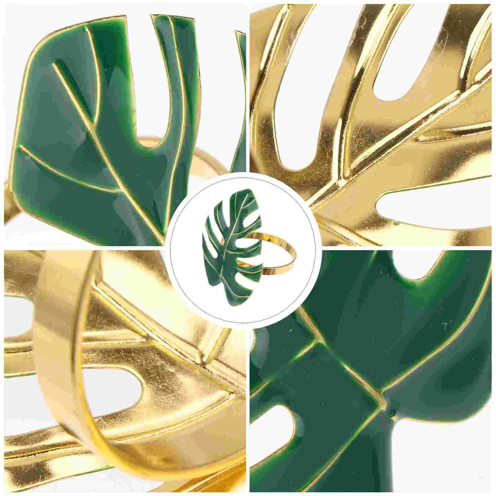 

4 шт., декоративные кольца для салфеток, в виде зеленых листьев