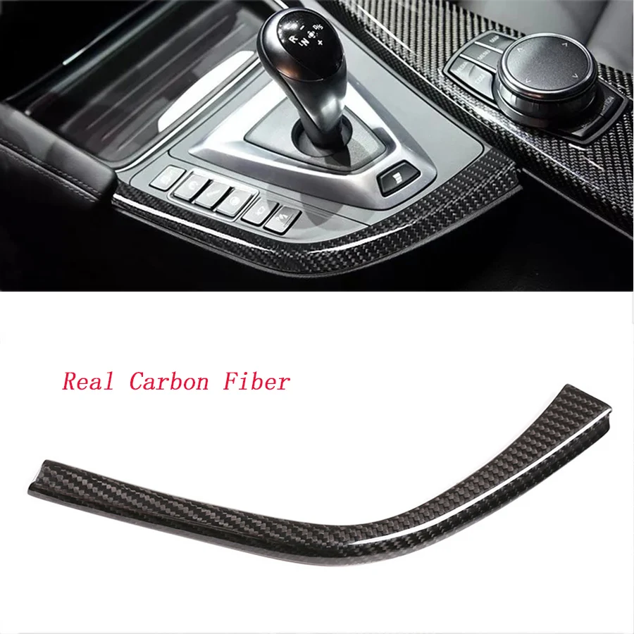 Real Carbon Fiber For BMW 2014-2018 R/LHD M3 M4 F80 F82 F83 Car Gear Shift Panel Side L Shape Strips Trim Interior Modification