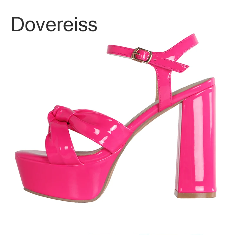 

Summer Women clear heels Waterproof Sandals Fashion Sexy White Rose Red New Narrow Band Chunky Heels Consice Height 40 41 42 43