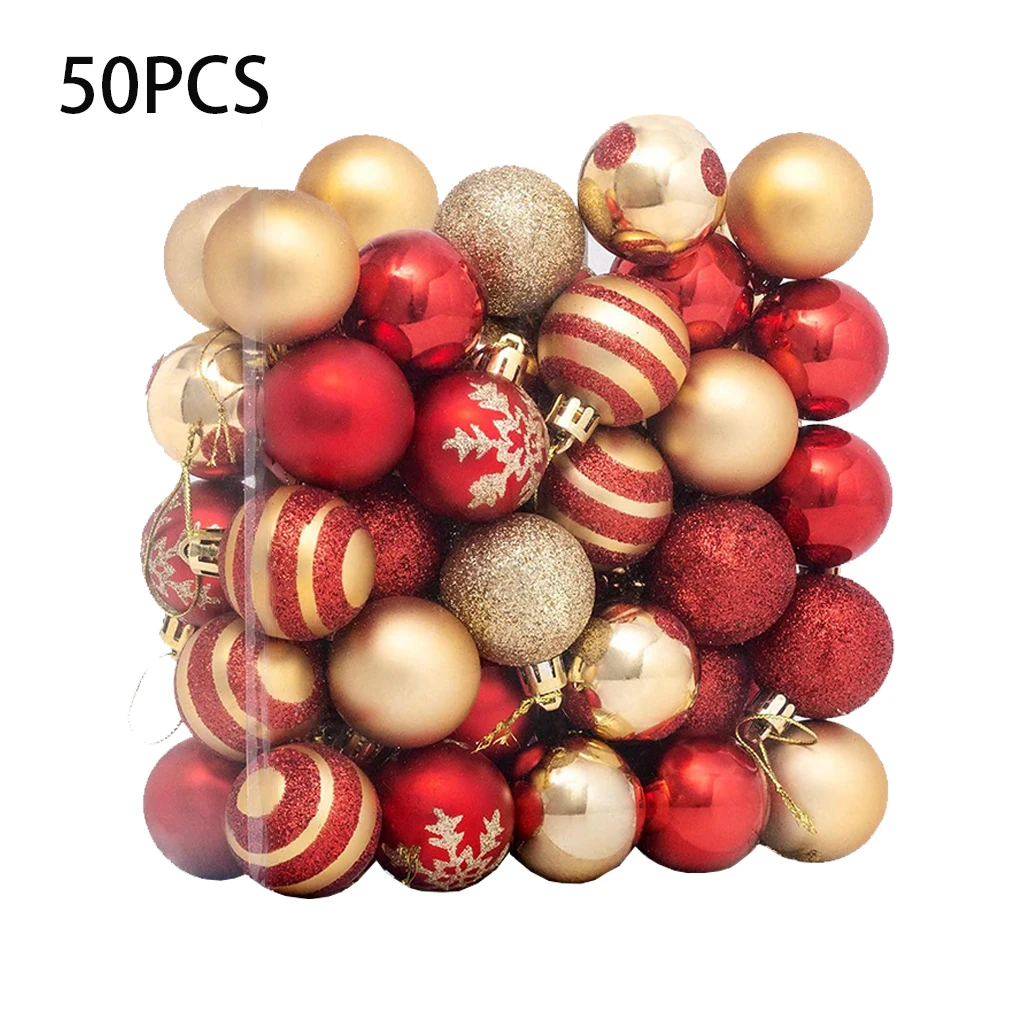 

Набор из 50 шариков для рождественской елки, 4 см, подвесные праздничные украшения, Пластиковые Многоразовые декоративные украшения для вече...