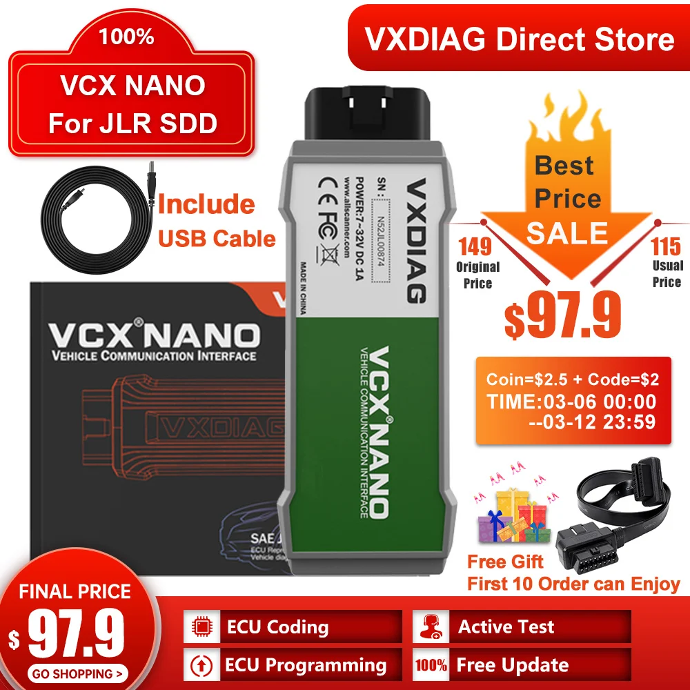 2023 VXDIAG VCX NANO NX700pro для JLR SDD V160.01 Программирование ЭБУ для всех систем OBD2 сканер диагностические инструменты для Land Rover