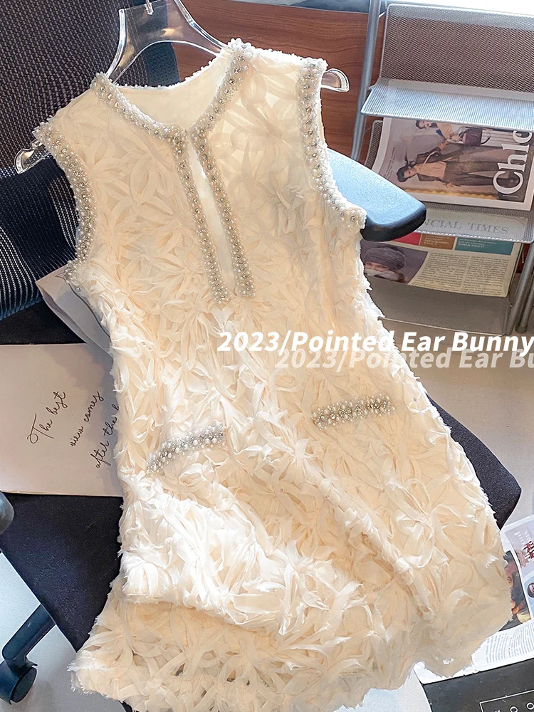 

Женское платье без рукавов, привлекательное маленькое платье с французским ароматом, юбка с острым дизайном, лето 2023