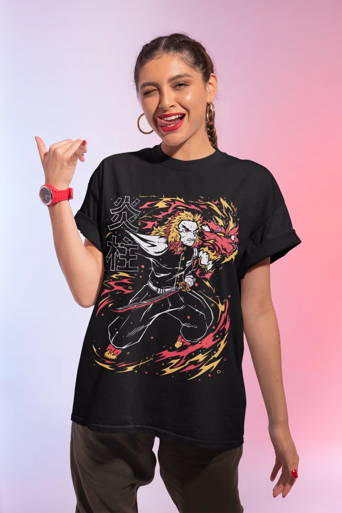 Футболка kyoтрико ренгоку из аниме no Yaiba Demon мягкая футболка