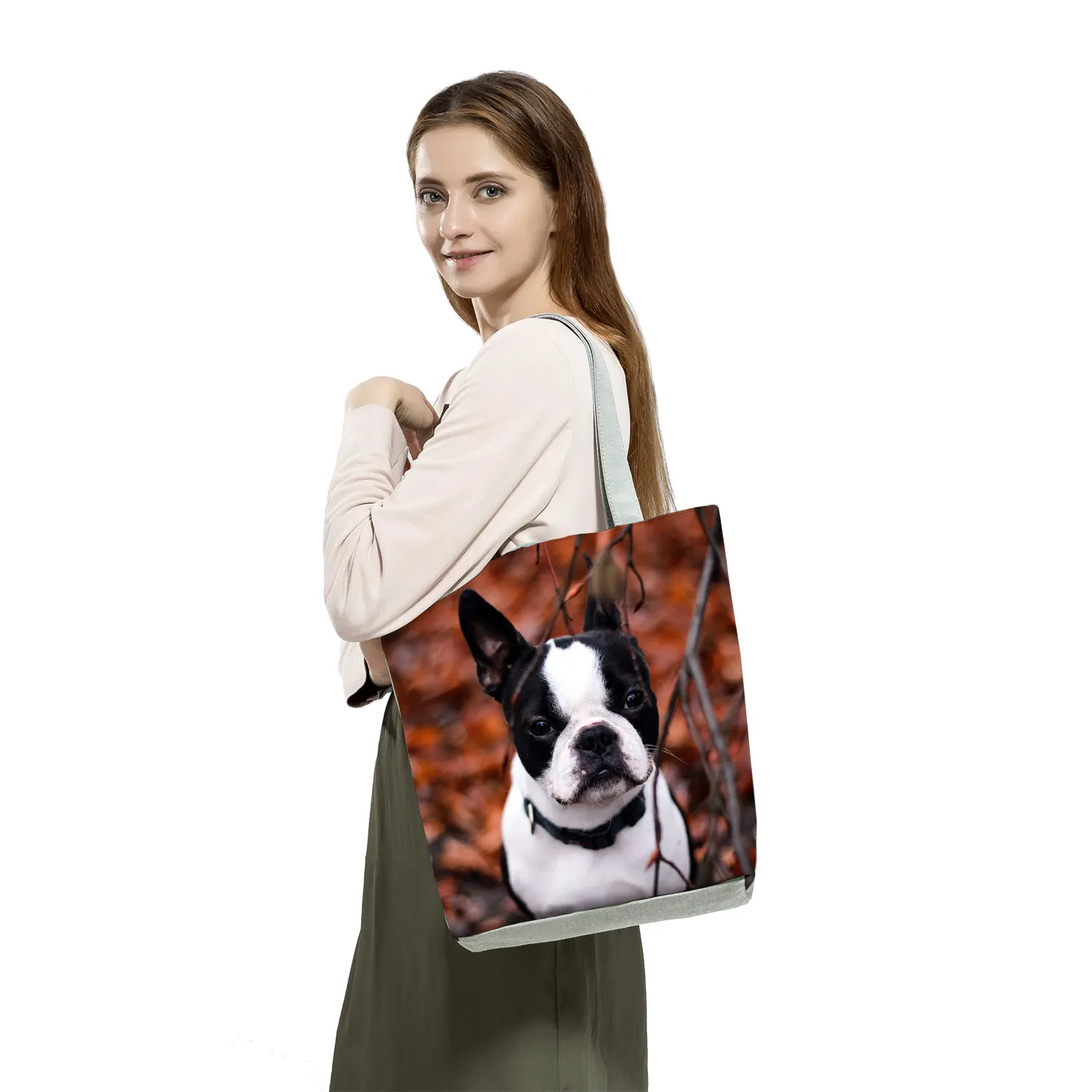 Милые сумки для покупок с принтом французского бульдога складная сумка-тоут