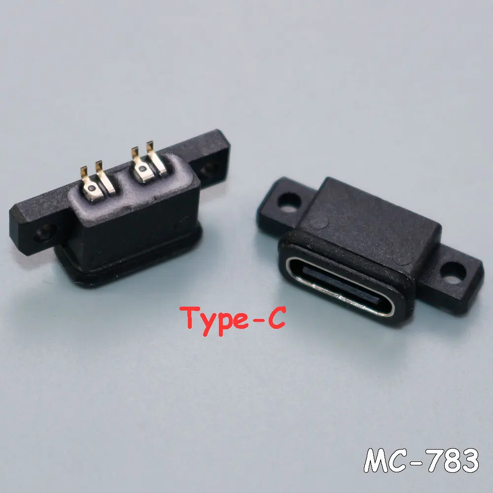 

1-10Pcs Micro USB Waterproof female chassis with ears double screw hole positioning post positive and negative double-sided plug
