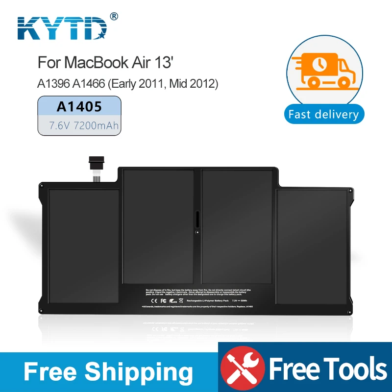 

KYTD A1405 Laptop Battery For Apple MacBook Air 13" A1369 A1466 2011 2012 MD760LL/A Notebook Batteries Batteries Free Tools