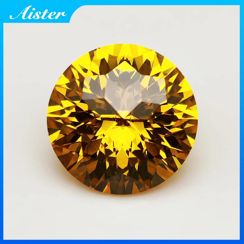 Новые золотисто-желтые круглые камни в стиле ампир с кубическим цирконием
