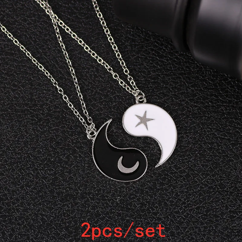 

2pcs/set Best Friend Couple Yin and Yang Charm Pendant Necklace Couples Sisters Valentine's Day Gift Xingyue Jewelry