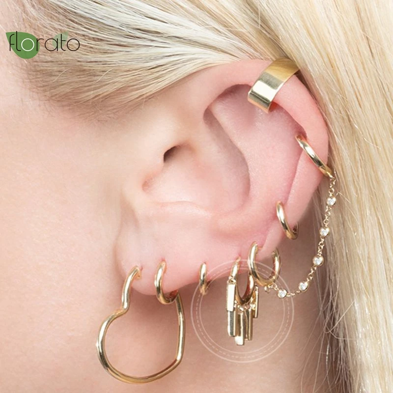 Женские серьги-кольца из серебра 925 пробы с металлической кисточкой | Украшения и