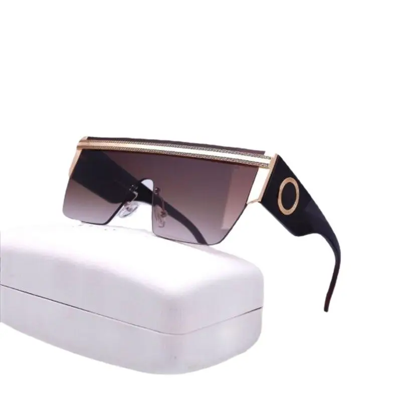 Women's big frame sunglasses blue  Sun protection windproof luxury glasses men  Matching white leather box