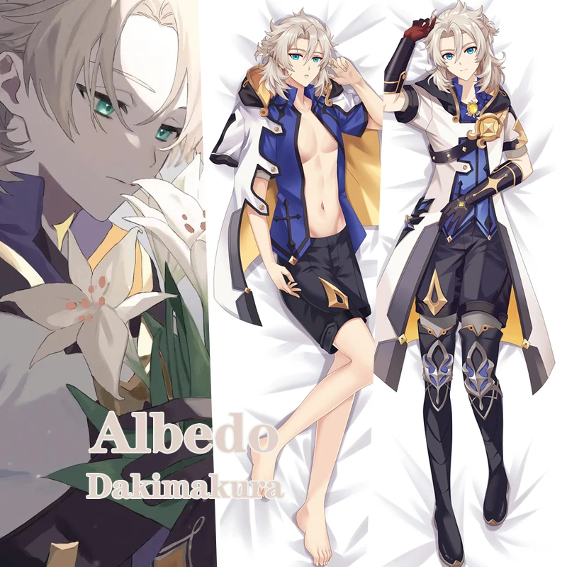 

Genshin Impact Albedo Dakimakura Hugging Body Anime Cosplay Pillowcase Custom 2 Side Print Throw Soft Pillow Cover Otaku Gift