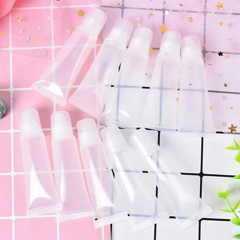 

10Pcs 5/10/15ml Empty Lipstick Tube Lip Balm Soft Tube Clear Lip Gloss Container Makeup Squeeze Clear Lipgloss Portable Bottle