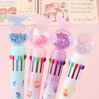 kawaii office supplies elementary school sequins butterfly stationery ballpoint pen 10 color pen rollerball pen