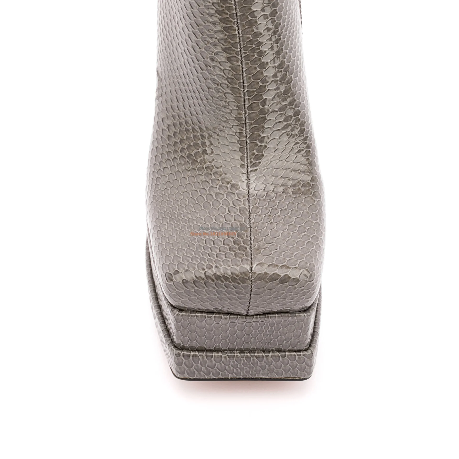 Europe Station New Thick Heeled Square Toe Double Platform High Heel Boots Women Nightclub Street Four Seasons Mid-Calf Boot