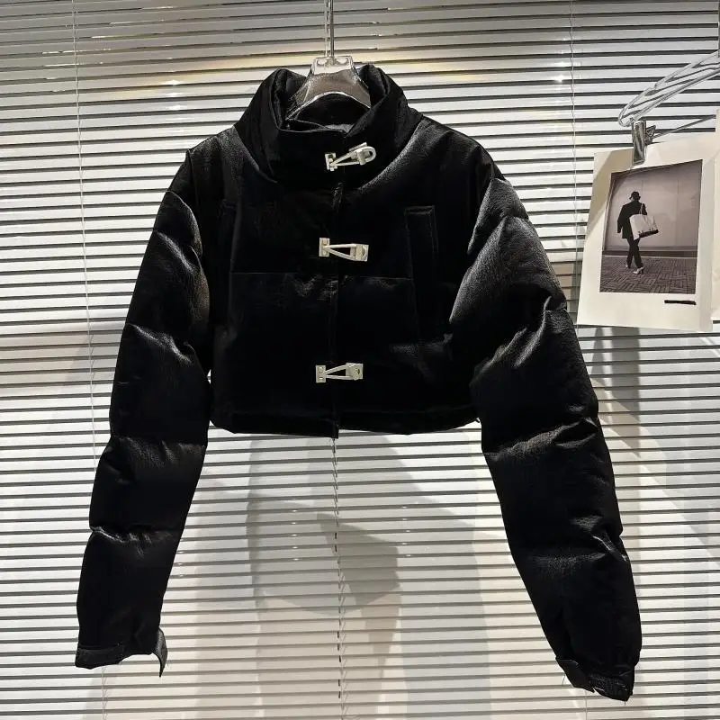 Winter Jacket for Women Thicken Short Parkas Warm Fashion PU Leather Coats Black Cotton Padded Female Casaco Feminino 2022