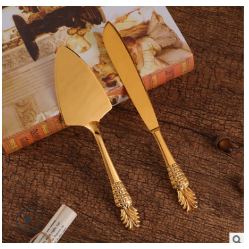 

Hotel Restaurant Western Retro Western Food Dessert Cake Shovel Pizza Shovel Knife Gold Two-piece Afternoon Tea Set