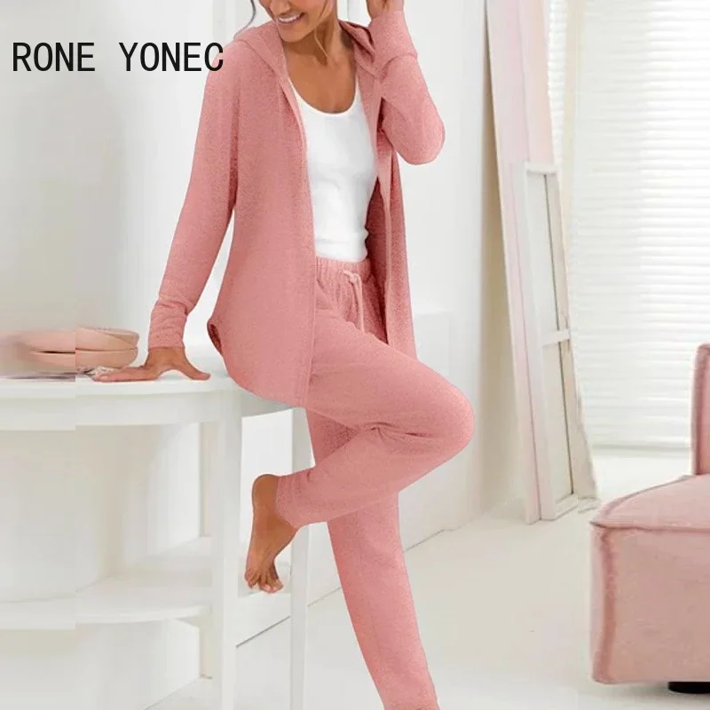 Женский Повседневный комплект из куртки с капюшоном и брюк длиной до щиколотки