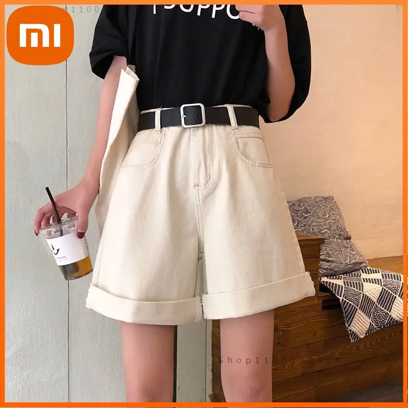 

Женские джинсовые шорты Xiaomi, модные прямые джинсовые шорты с высокой талией, черные джинсовые шорты в стиле бойфренд, женские летние повсед...