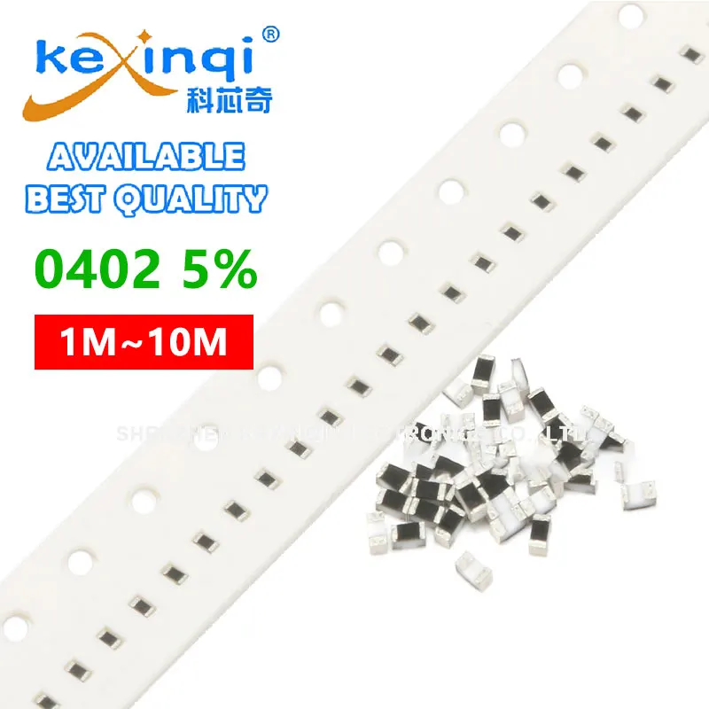

200pcs/lot SMD 0402 Resistor 5% 1/16W resistance 0R Ohm 1M-10M 1M 2.2M 10M 3.6M 2.4M 3.6M 4.7M 5.6M