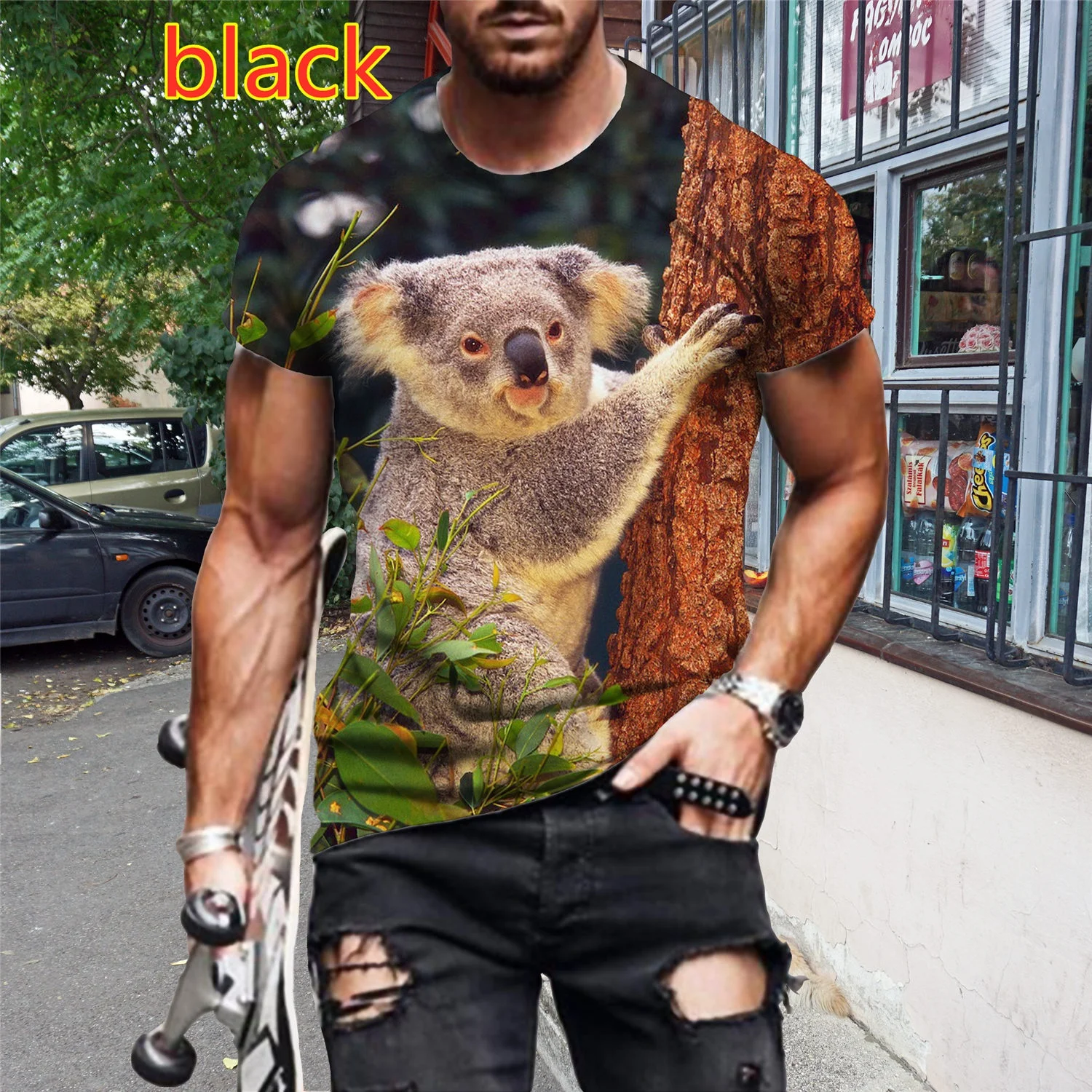 

Summer Men's Fashion 3D Animal Print T-shirt Plus Size Short-sleeved Koala T-shirt