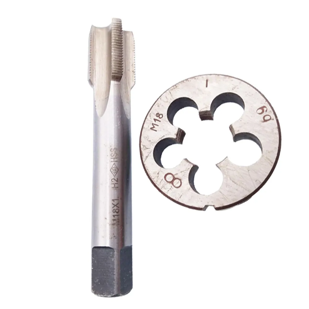 

2pcs M18 X 1mm Machine Tap & Die Metric Screw Right Hand Tap And Die Set High Speed Steel Thread Tap Drill Machine Plug Tap Die