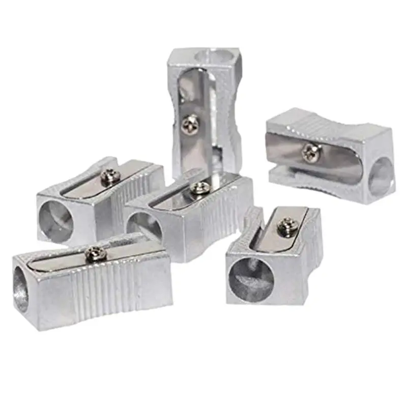 

10PCS Dual For Kids Pocket Aluminium Alloy Metal 1-Hole Steel Rectangular Colored For Kids Sharpener School Rolling pin
