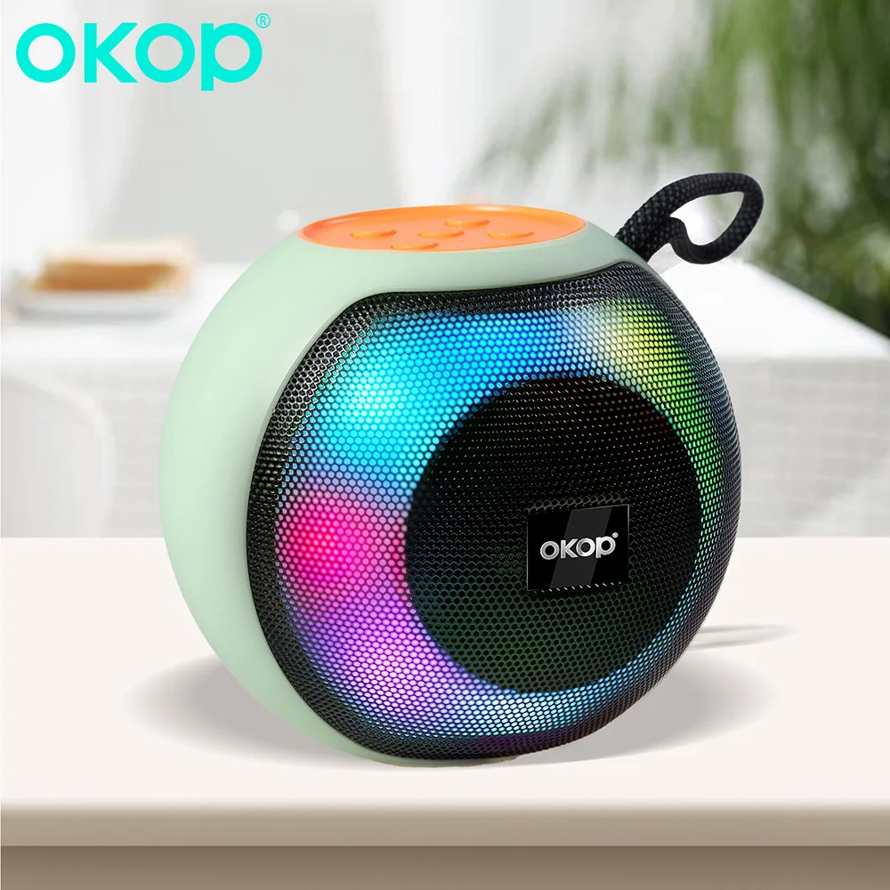 Фото OKOP Беспроводной Bluetooth-динамик, уличный водонепроницаемый IPX 8, TWS/AUX/FM, портативный домашний велосипедный квадратный динамик, AI-динамик caixa de som №5