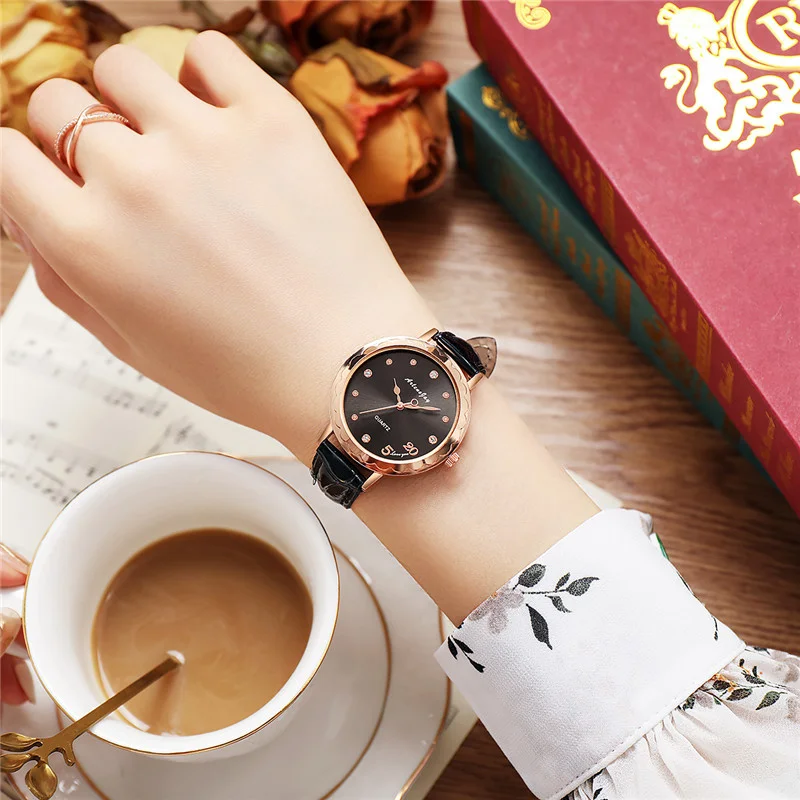 Часы наручные женские кварцевые с кожаным ремешком модные роскошные | Кварцевые