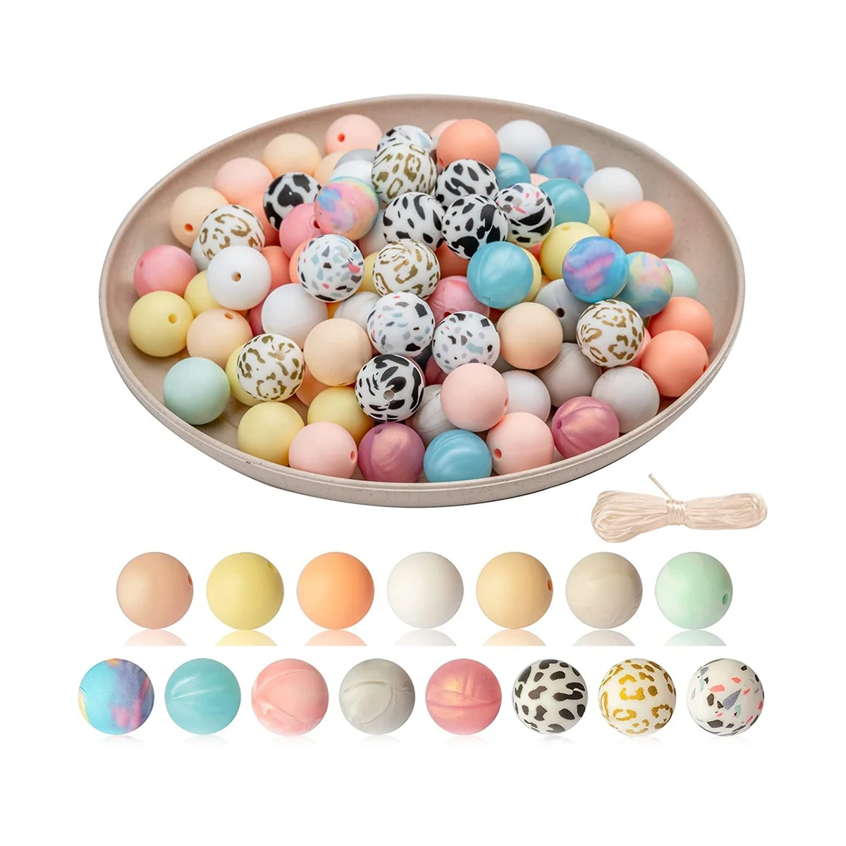 

15 mm Silicone Beads, DIY Keychain Necklace Bracelet Round Beads, for Jewelry Necklace Home Decor DIY Craft