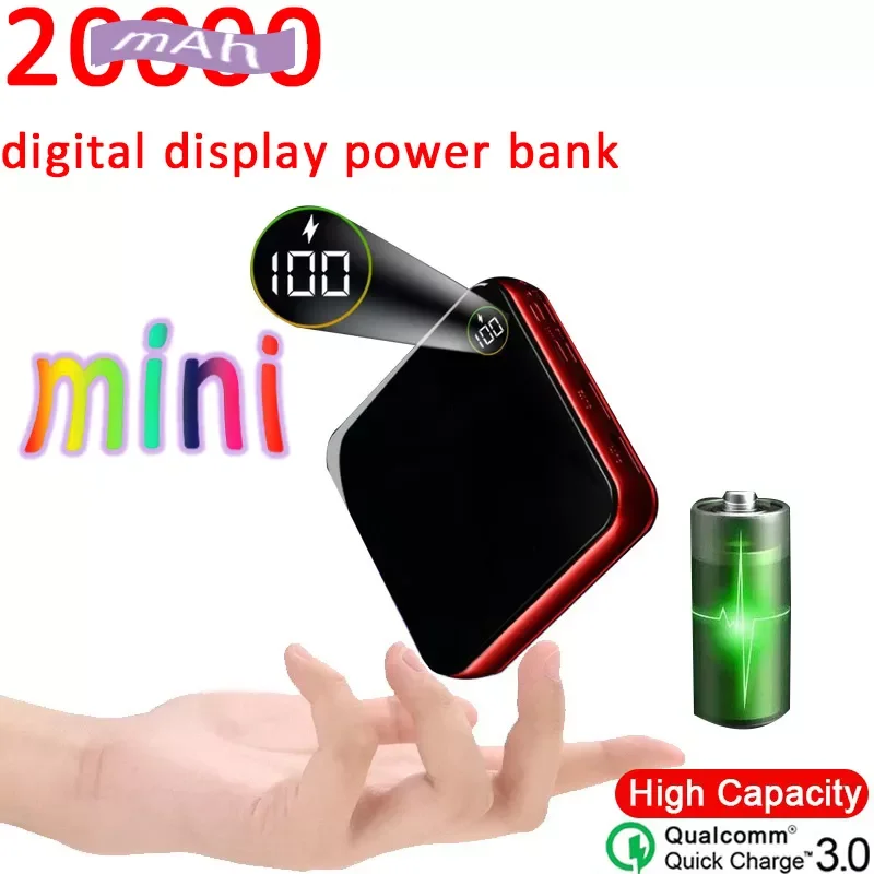 

2023New 20000mAh Power Bank Mini Portable Powerbank Fast Charging External Battery Portable Charger for IPhone LED Digital Disp