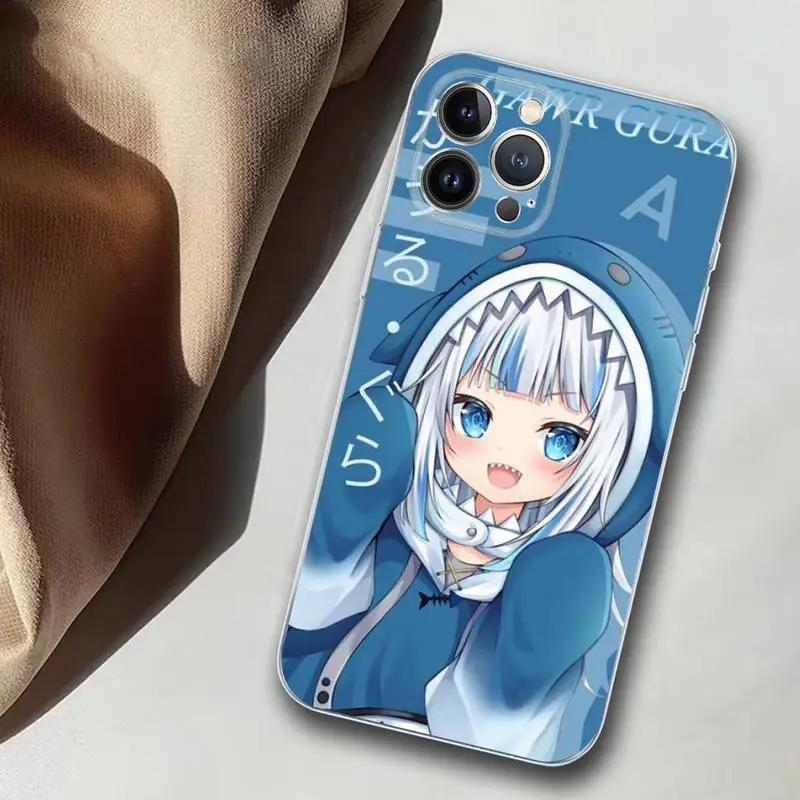 Gawr Gura Phone Case For iPhone 14 13 12 11 Pro Max XS X XR SE 2020 6 7 8 Plus Mini Transparent Shell