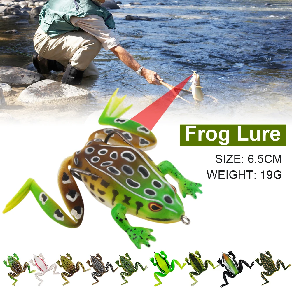 

New Frog Lure Soft Bait 6.5cm/19g Bass Trout Fishing Lure Realistic Silicone Thunder Frog Freshwater Saltwater Fishing Tackle