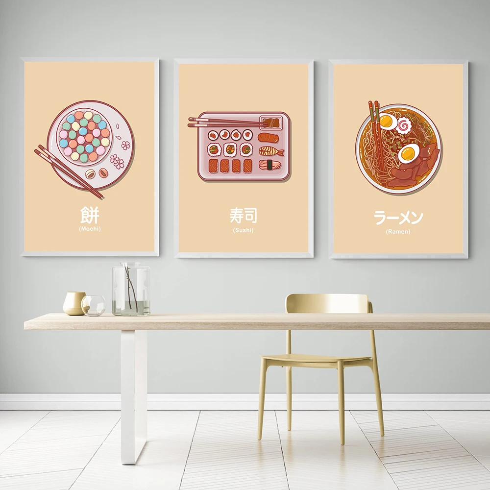 Японская мультяшная клубника молоко кофе с пузырьками чай плакат принты рамен