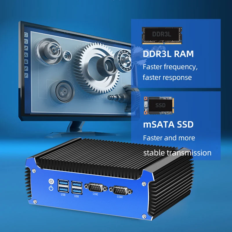 Мини-ПК XCY без кулера Intel i7 5500U 4500U Windows 10 pro Linux тонкий клиент Pfsense Micro 2Lan Tv