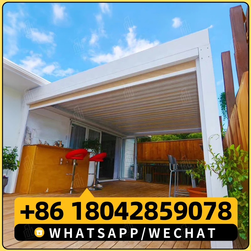 Современная уличная алюминиевая Жалюзийная беседка для сада железная Пергола