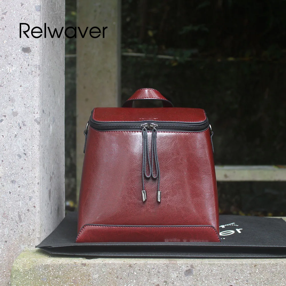 Женский рюкзак Relwaver из воловьей кожи шикарный винтажный небольшой модный ранец в