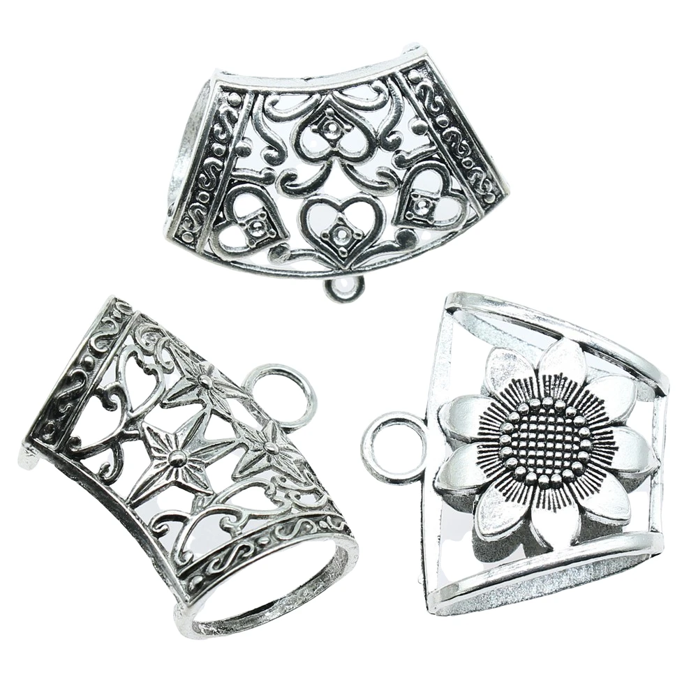 

2pcs Antique Connector Scarf Bail Beads Pendants For Wrap Scarf Charms Bail Beads For Wrap Scarf Charms Connector