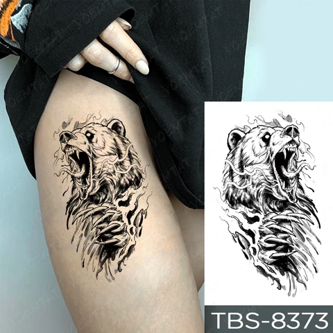 Цветные или черно-белые татуировки с медведем?