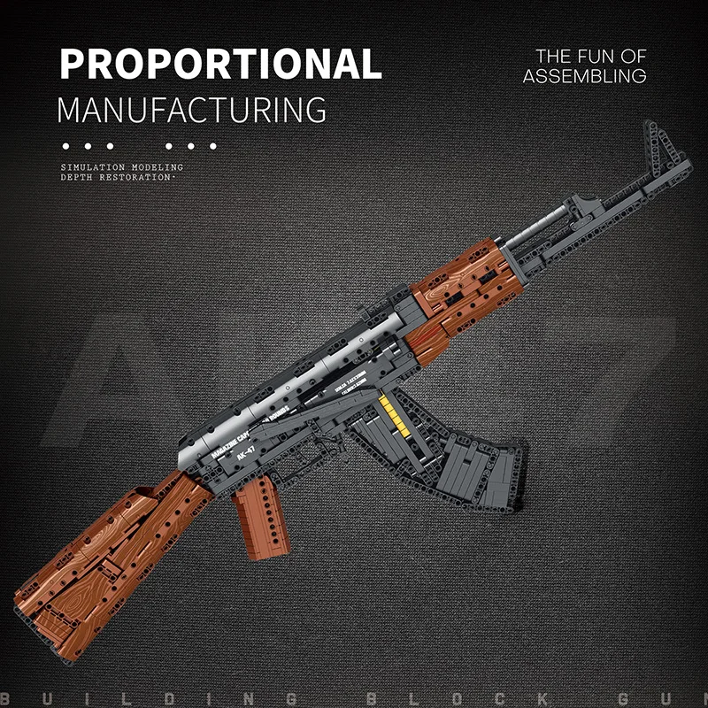 

Конструктор MOC военное оружие, 1366 шт., модель оружия AK47 Can Launch Boy, военные блоки, сборные обучающие игрушки