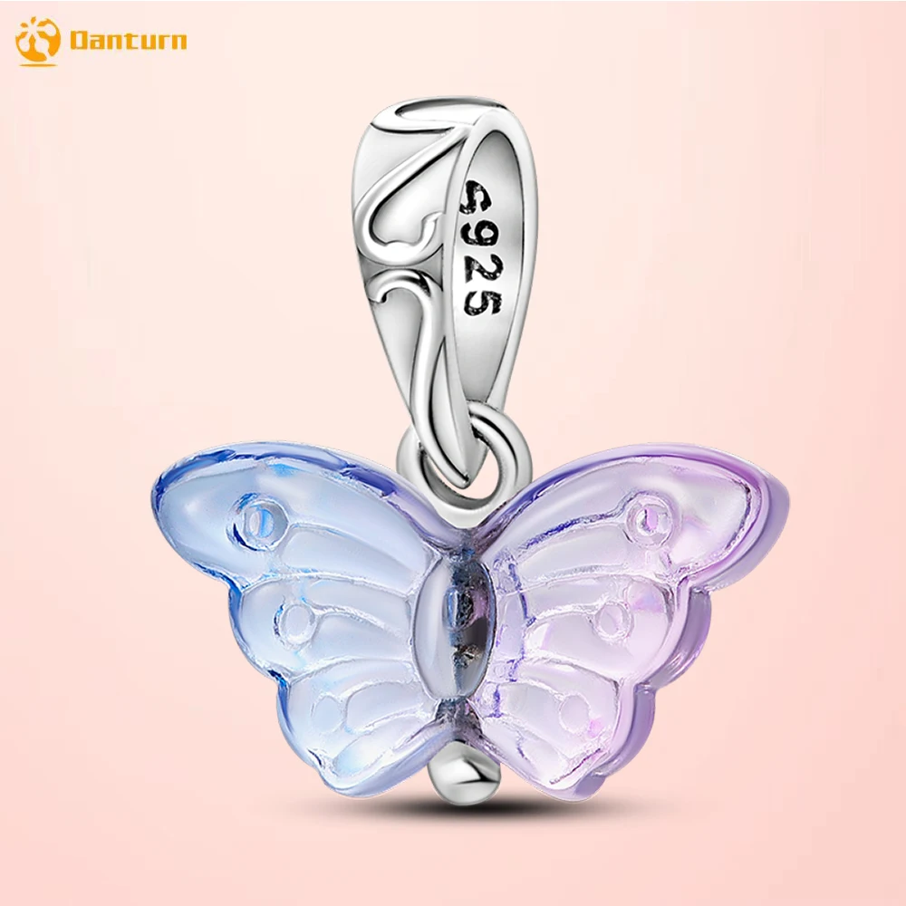 

Deedate 925 Sterling Silver Beads Glass Butterfly Dangle Charm fit Original Pandora Bracelets for Women DIY Jewelry Making